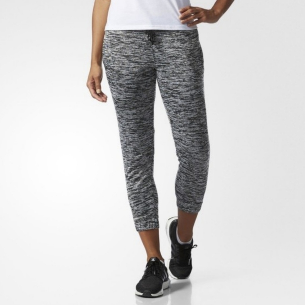 Adidas 2Street Black & Gray Marled Logo 7/8 Jogger Sweatpants